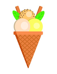 Ice cream on white background. Vector illustration.