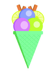 Ice cream on white background. Vector illustration.