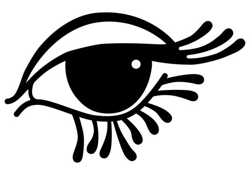 recommend clip art: Beautiful black eye with long curved eyelashes. Vector image.