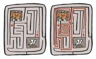 from elephant to mouse maze, easy funny labyrinth,