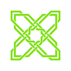 Irish celtic shamrock knot in circle. Symbol of Ireland. Traditional medieval frame pattern illustration. Scandinavian or Celtic ornament. Isolated vector pictogram. Simple vector illustration.