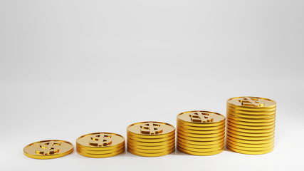 dollar coin stacks on a white background