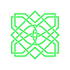 Irish celtic shamrock knot in circle. Symbol of Ireland. Traditional medieval frame pattern illustration. Scandinavian or Celtic ornament. Isolated vector pictogram. Simple vector illustration.