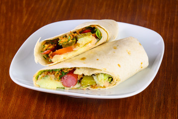 Tortilia with saucage