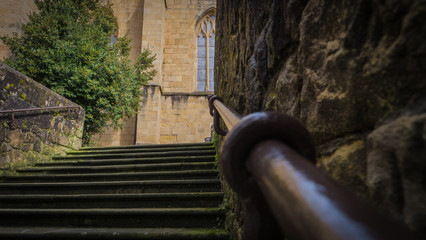 Naklejka premium Climbing stairs to a church.