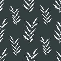 Seamless floral pattern. Seamless pattern with hand drawn forest leaves. Illustration in doodle style for wedding decoration, card, greeting, print and other floral vintage design.