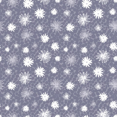 Fototapeta na wymiar Daisy meadow spring floral blooms with spotty background. Vector repeat. Great for home decor, wrapping, scrapbooking, wallpaper, gift, kids, apparel. 