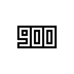 Number 900 icon design with black and white background