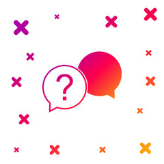 Color Chat question icon isolated on white background. Help speech bubble symbol. FAQ sign. Question mark sign. Gradient random dynamic shapes. Vector Illustration