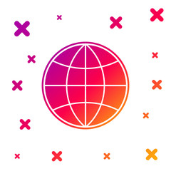 Color Earth globe icon isolated on white background. World or Earth sign. Global internet symbol. Geometric shapes. Gradient random dynamic shapes. Vector Illustration