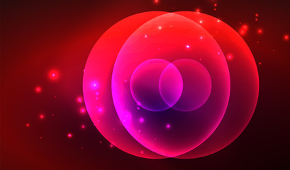 Glowing neon shiny transparent abstract geometric shapes with light effects. Techno futuristic vector abstract background For Wallpaper, Banner, Background, Card, Book Illustration, landing page