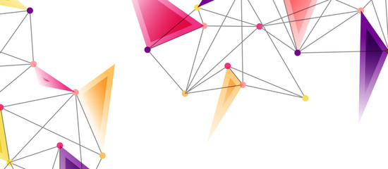Line points connections, triangular technology design. Abstract geometric background