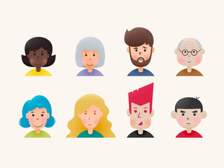 Cute Avatar set isolated on white background