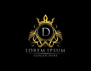 Premium Royal King D Letter Crest Gold Logo template