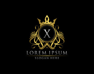 Premium Royal King X Letter Crest Gold Logo template