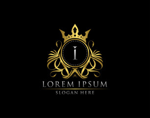 Premium Royal King I Letter Crest Gold Logo template