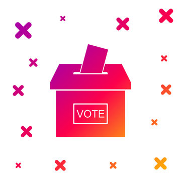 Color Vote box or ballot box with envelope icon isolated on white background. Gradient random dynamic shapes. Vector Illustration
