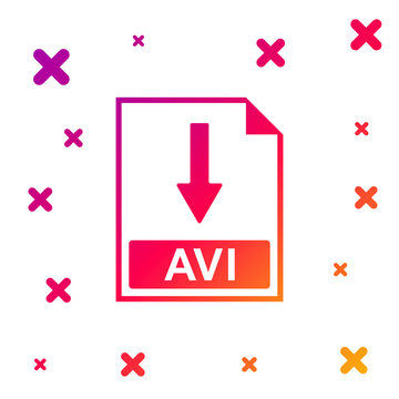 Color AVI file document icon. Download AVI button icon isolated on white background. Gradient random dynamic shapes. Vector Illustration