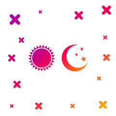 Color Sun and moon icon isolated on white background. Weather daytime and night. Gradient random dynamic shapes. Vector Illustration