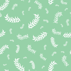 Fototapeta na wymiar Meadow ditzy spring leaves vector repeat pattern. Pattern for fabric, backgrounds, wrapping, textile, wallpaper, apparel. Vector illustration