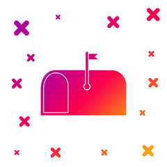 Color Mail box icon isolated on white background. Mailbox icon. Mail postbox on pole with flag. Gradient random dynamic shapes. Vector Illustration