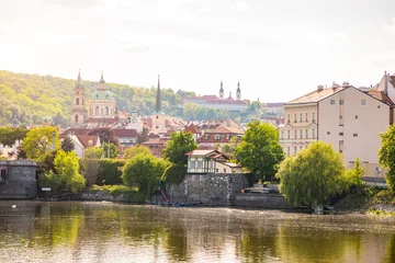 Deurstickers View of Prague old town over Vltava river in Czech republic © dtatiana