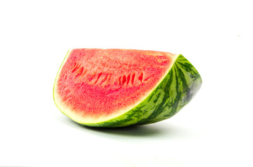 The front view of the red watermelon One piece placed on a white background