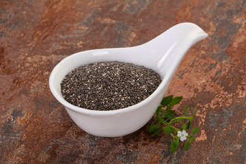 Dietary Chia seeds in the bowl