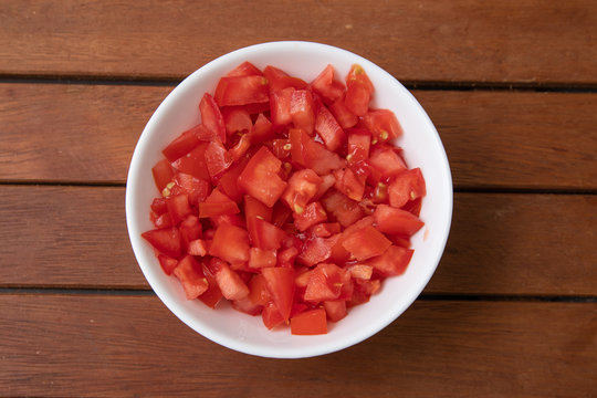 Chopped Or Diced Tomatoes In A Bowl