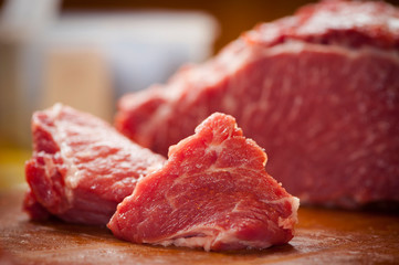 
slices of fresh meat