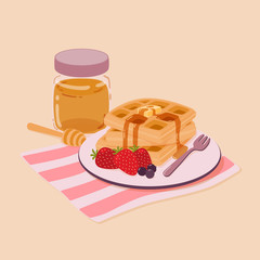 Strawberry Blueberry Honey Waffle