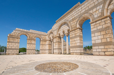 Fototapeta premium Pliska, Bulgaria and the The Great Basilica - largest Christian cathedral in medieval Europe near The capital city of the First Bulgarian Empire. 