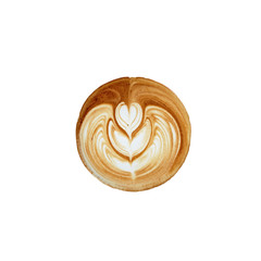 Top view of hot coffee latte foam