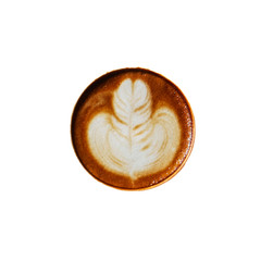 Top view of hot coffee latte foam