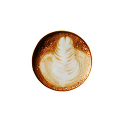 Top view of hot coffee latte foam