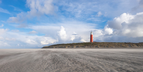 Sand blowing in the wind on the beach of Texel, the Netherlands.