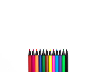 Fototapeta premium Colorful marker pen set on white background.