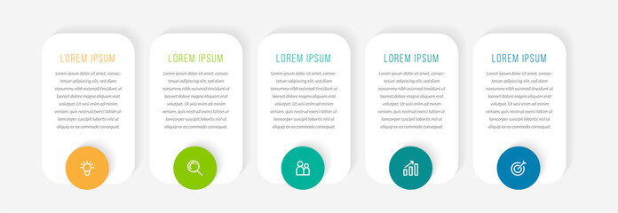 Minimal infographic template design with numbers 5 options or steps.