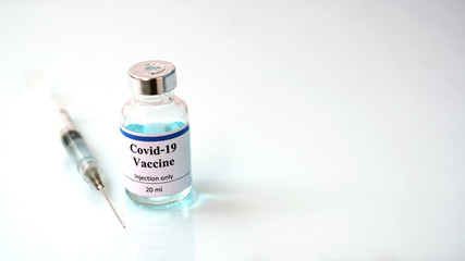 Vaccine and syringe injection. It use for prevention,immunization,COVID-19,nCoV 2019 ). Medicine infectious concept.