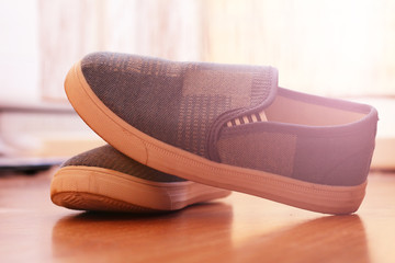 Casual sport blue shoes for children, sunlight toned