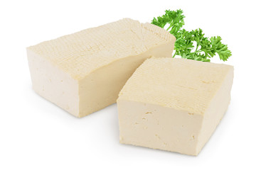 tofu cheese isolated on white background with clipping path and full depth of field,