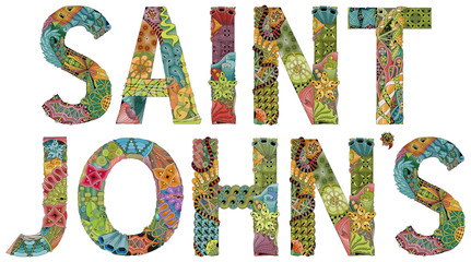 Saint Johns city is the capital of Antigua and Barbuda. Vector decorative zentangle object for decoration