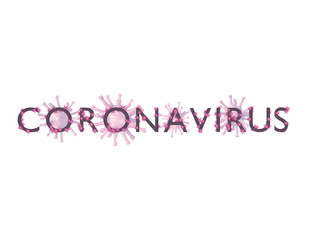 Letters with stuck viruses, word coronavirus. 3d render