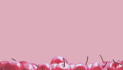 Cherry background. Ripe fresh rich cherries. 3d illustration
