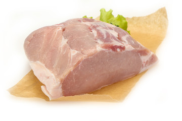 Raw pork meat piece for cooking