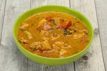 Traditional thai curry chicken soup