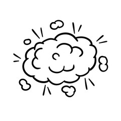 Comic bubble cloud. Funny smoke and steam. An abstract element of movement. Cartoon black and white illustration