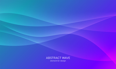 Abstract wave element for design. Digital frequency track equalizer. Stylized line art background. Colorful shiny wave with lines created using blend tool.Curved wavy line, smooth stripe Vector Purple