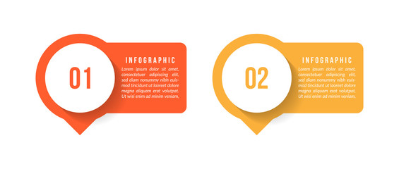 Fototapeta na wymiar Minimal infographic template design with numbers 2 options or steps.