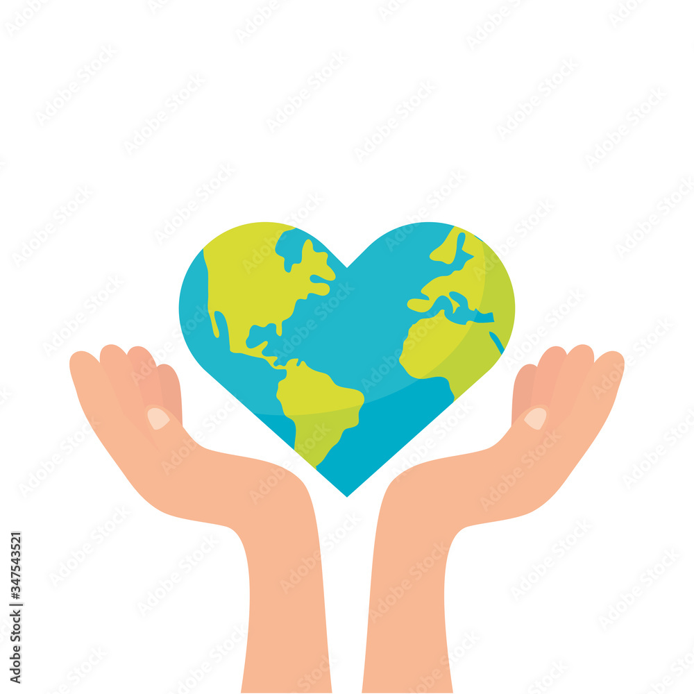 Canvas Prints hands lifting world planet earth with heart shape